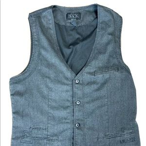 Men's Buckle Black Slim Fit Vest, Size XL Slim